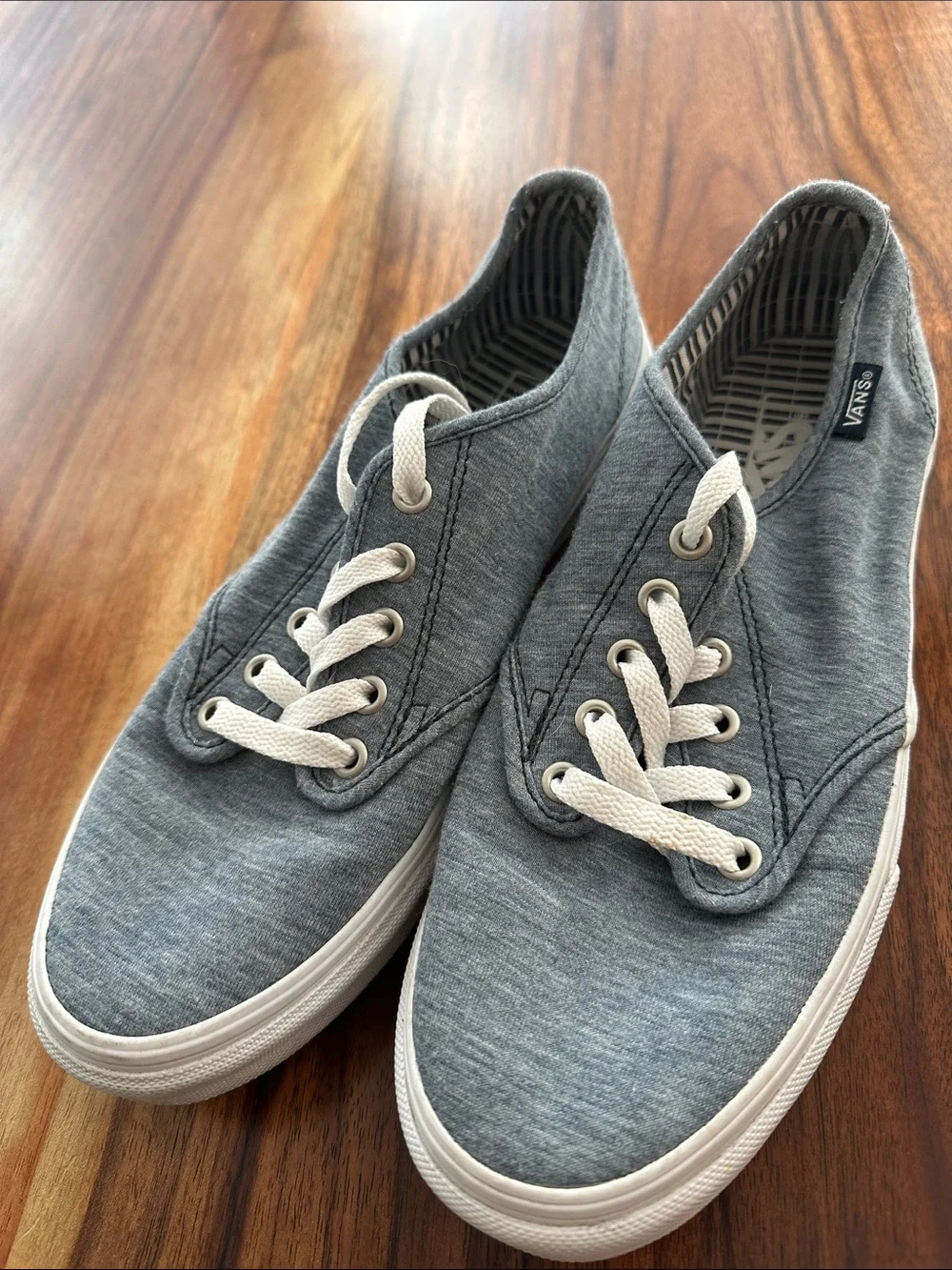 Vans Blue-Gray Canvas Low-Top Sneakers with White Laces